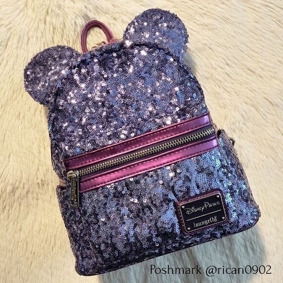 Loungefly Disney Parks Mickey Mouse Purple Potion Sequin Mini Backpack & Wallet main image 5